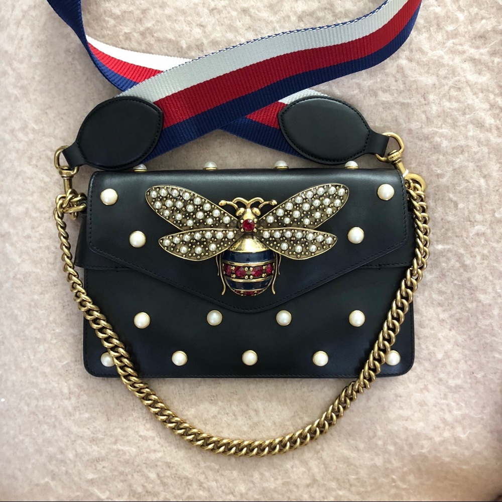 Gucci Broadway Pearl Bee Shoulder Bag